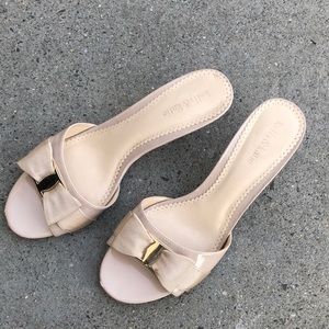 Kelly & Katie nude kitten heel slides